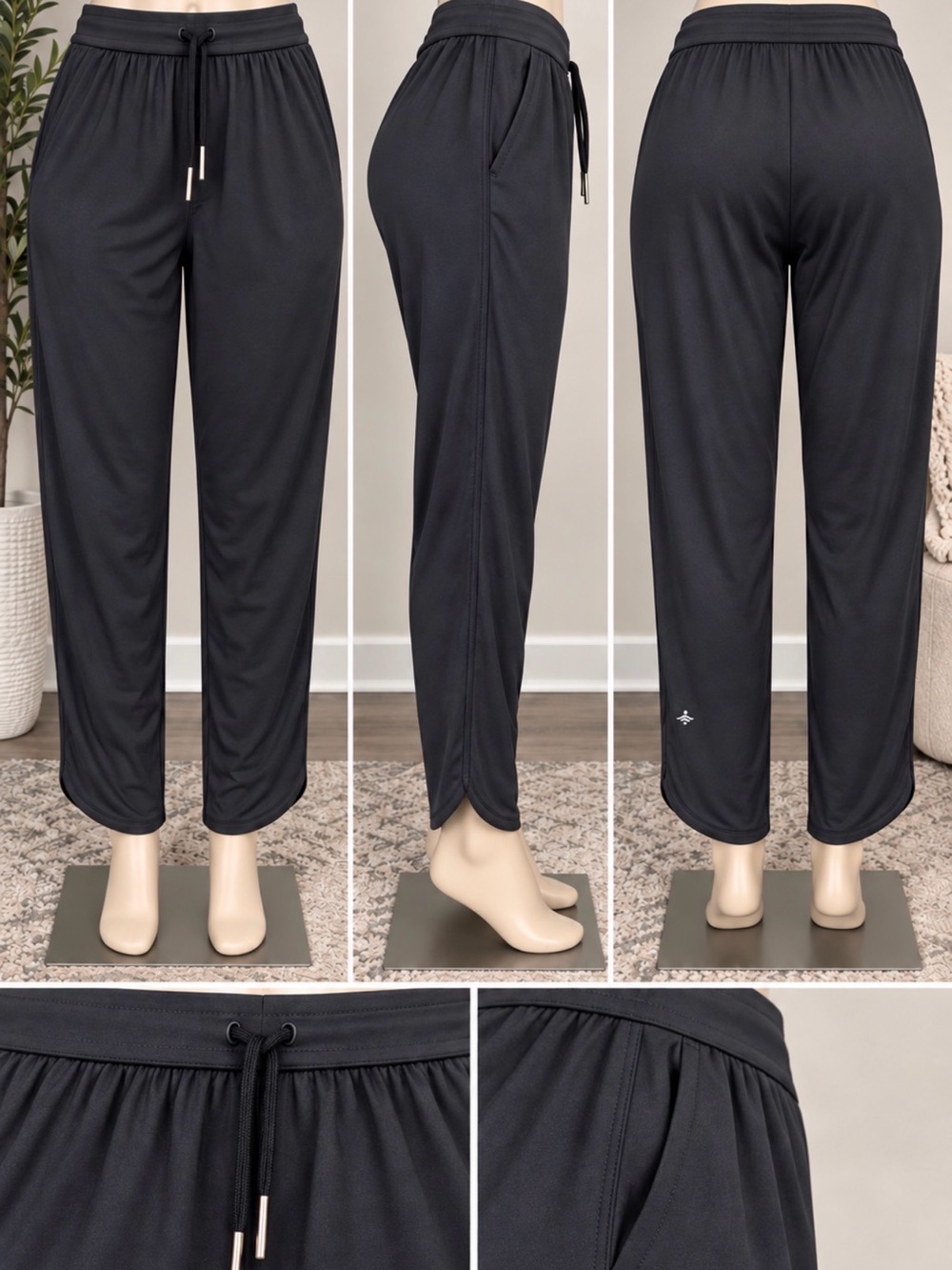 Halara Mid Rise Drawstring Curved Hem Quick Dry Golf Tapered Pants
